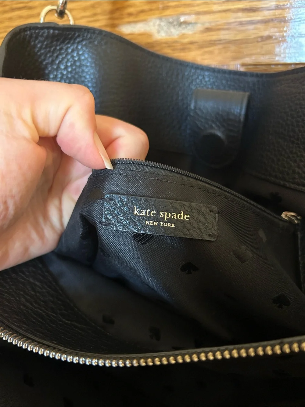 kate spade Black Pebbled Leather Shoulder Tote